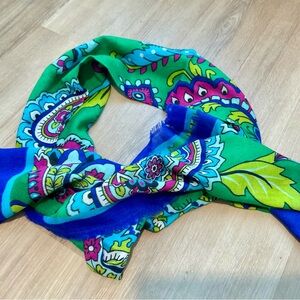 Vera Bradley Green and Blue Floral Scarf